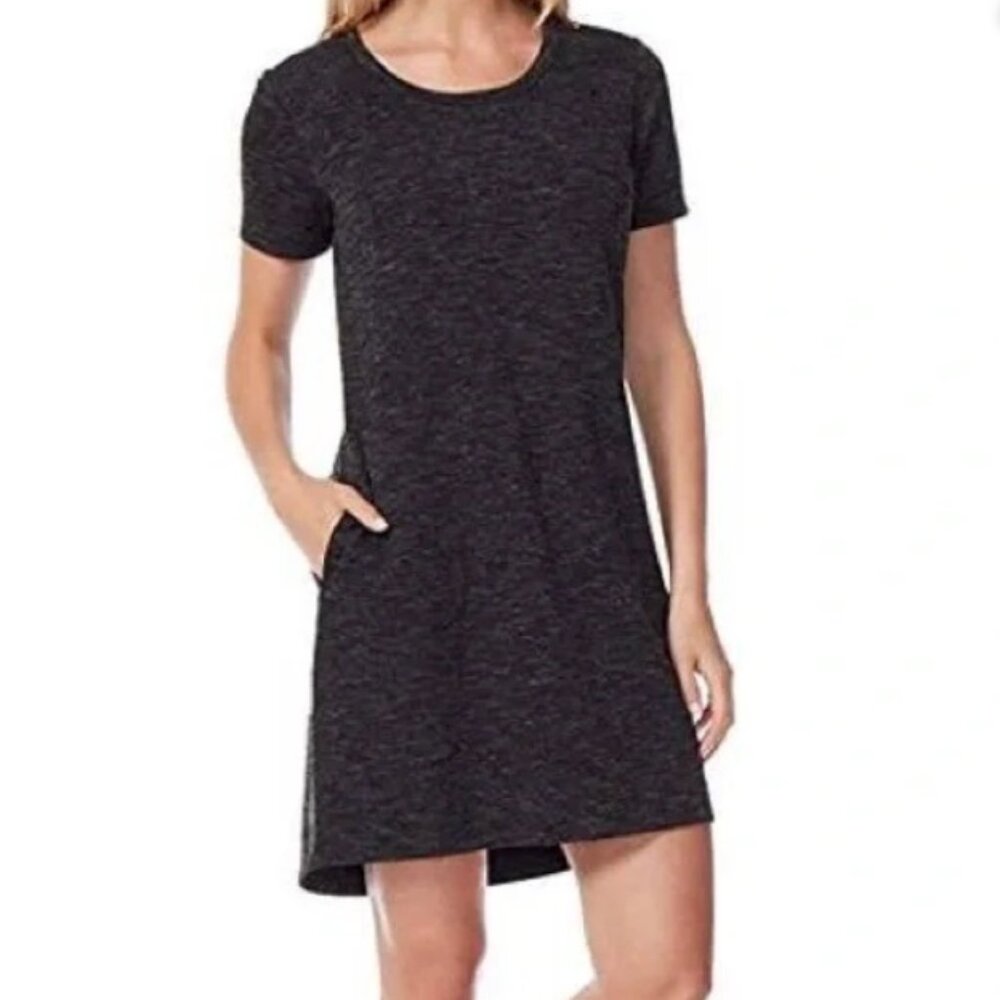 32 Degrees Cool Black Heathered Activewear T Shirt Dress Medium